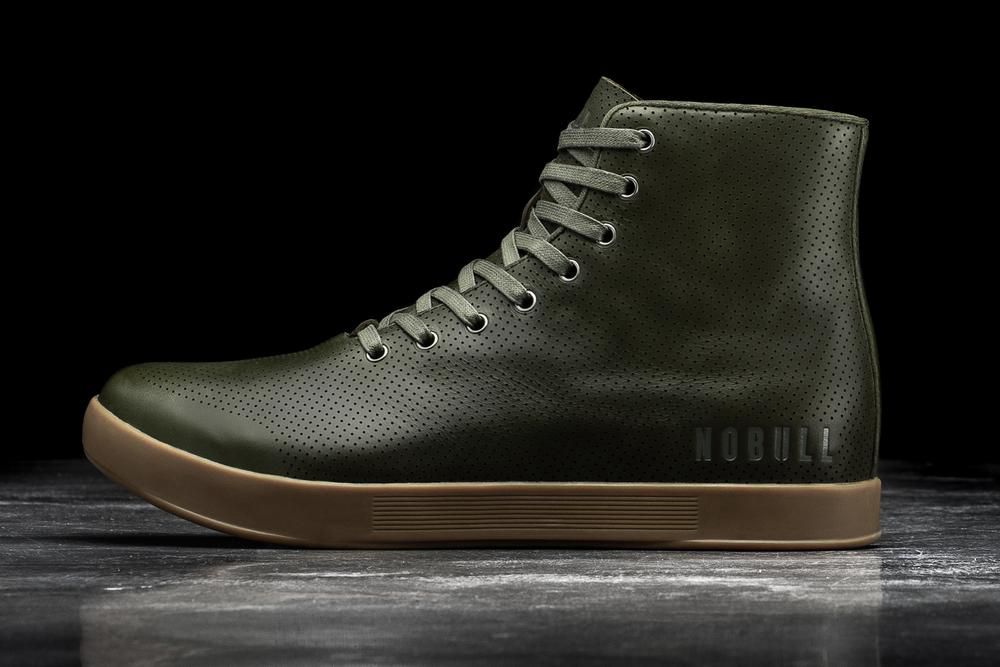 NOBULL High-Top Leather Uzun Spor Ayakkabı Erkek - Yeşil Ordu - Turkiye (RQK-382947)